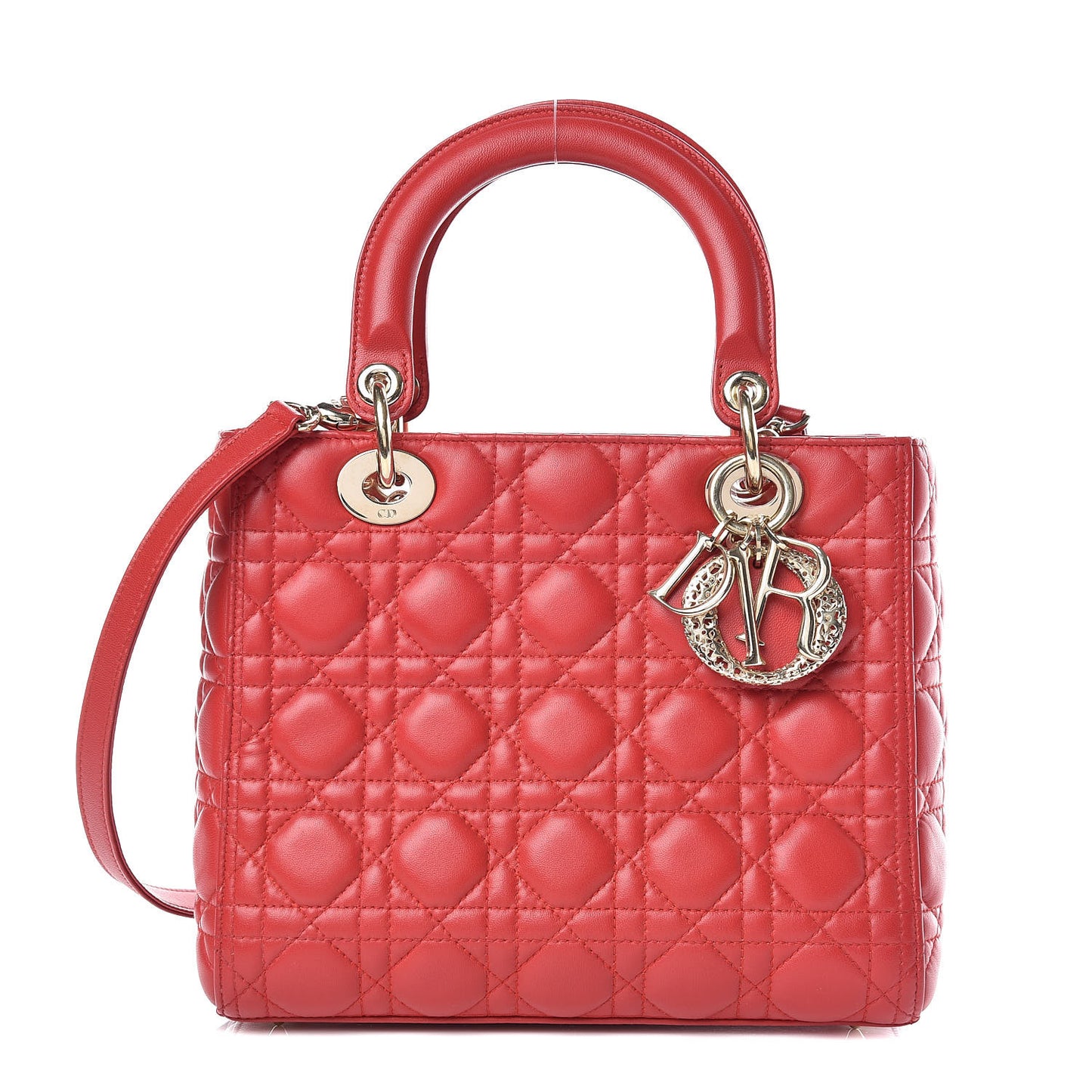 Lambskin Cannage Medium Lady Dior Red