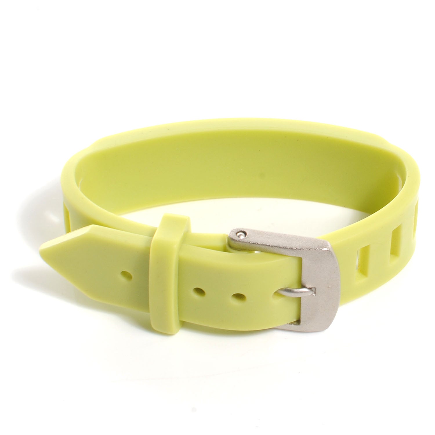 Chanel CC Rubber Bracelet Lime Coral 3 of 4