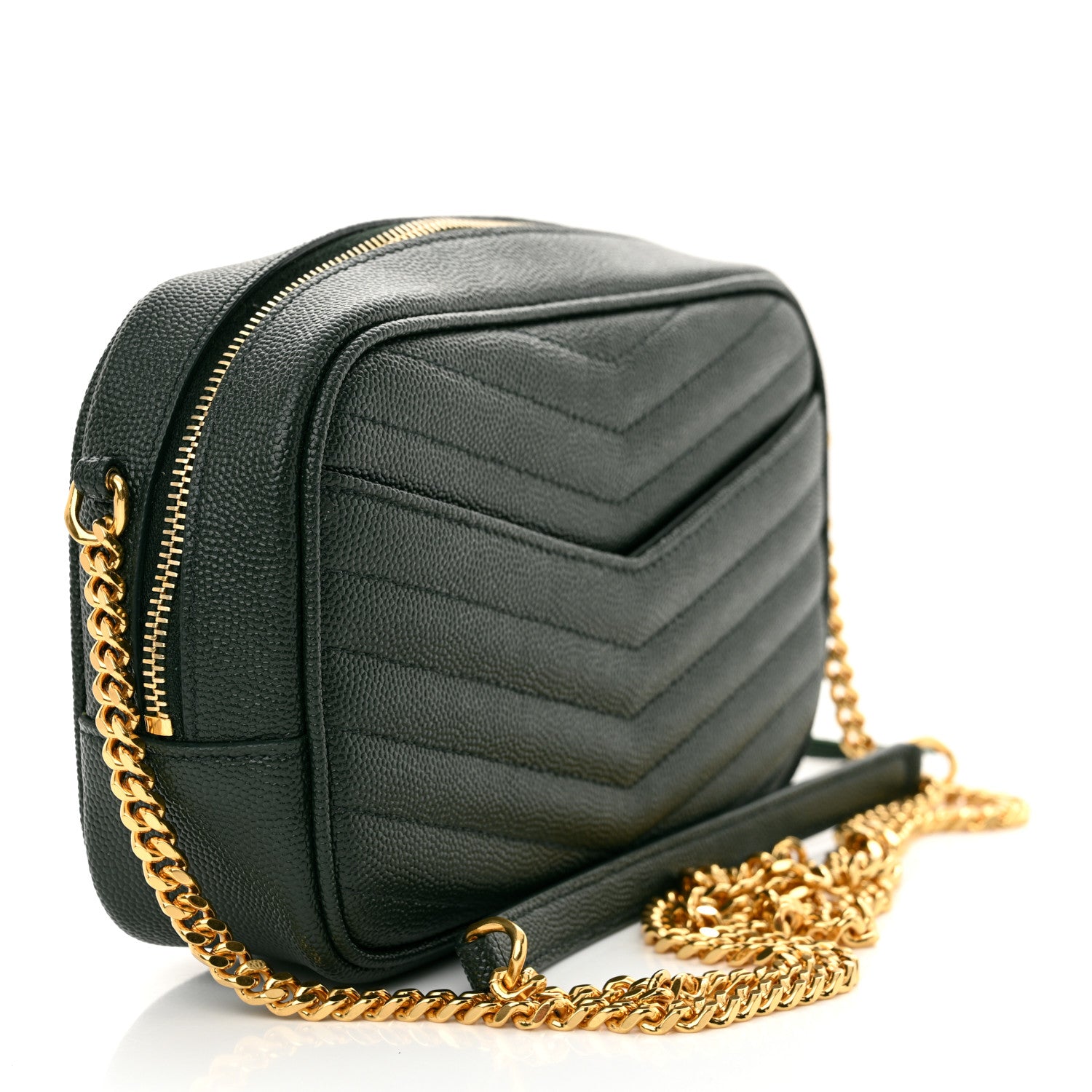Saint Laurent Grain De Poudre Matelasse Monogram Mini Lou Camera Bag New Vert Fonce 4 of 7