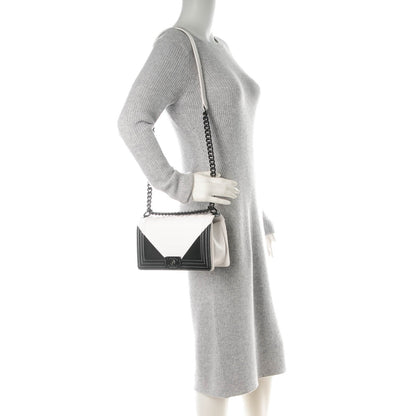 Chanel Calfskin Medium Bi-Color Boy Flap Black White 2 of 9