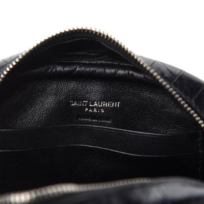 Saint Laurent Calfskin Crocodile Embossed Monogram Blogger Bag Black 8 of 11