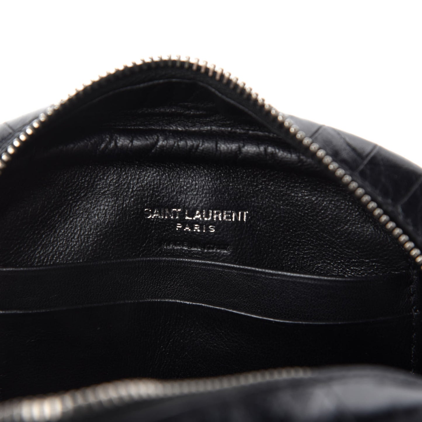 Calfskin Crocodile Embossed Monogram Blogger Bag Black