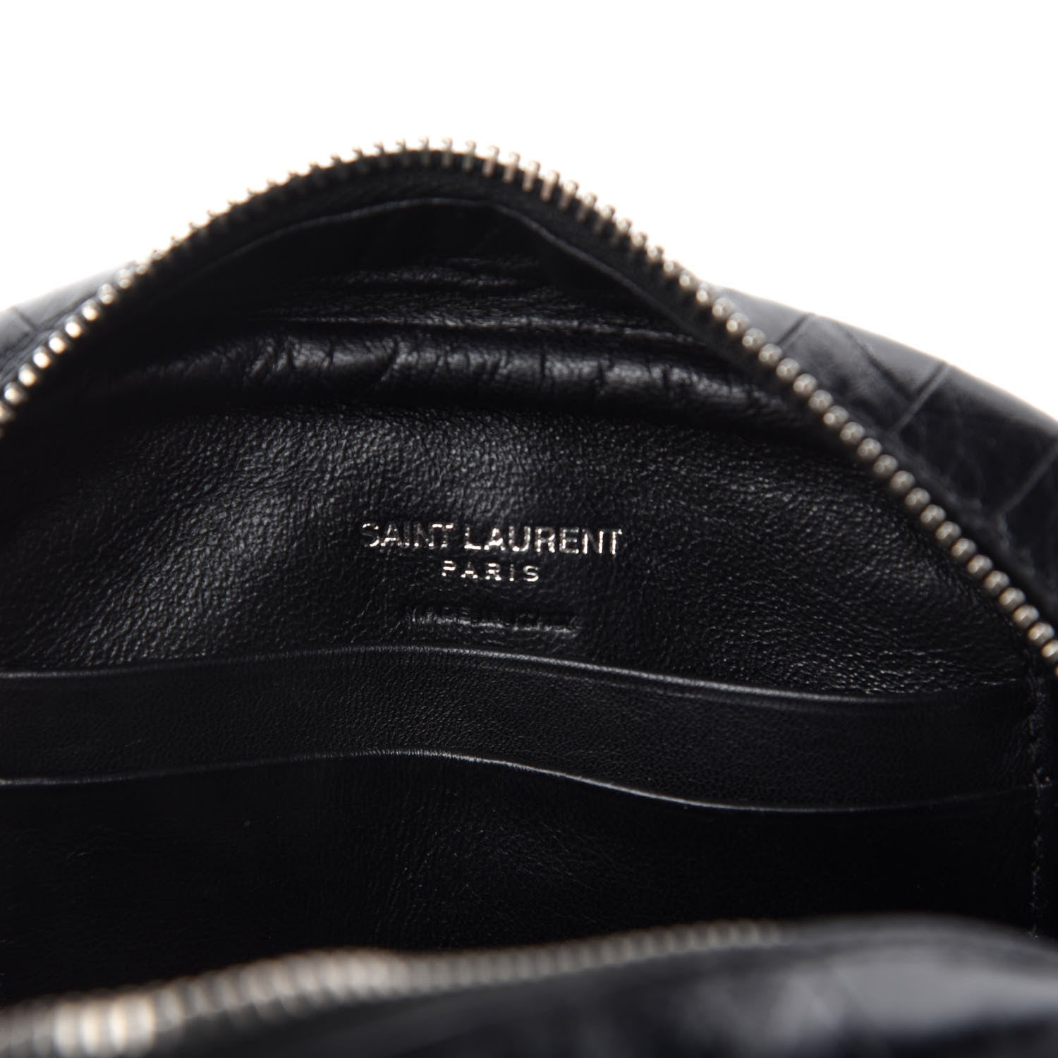 Saint Laurent Calfskin Crocodile Embossed Monogram Blogger Bag Black 8 of 11