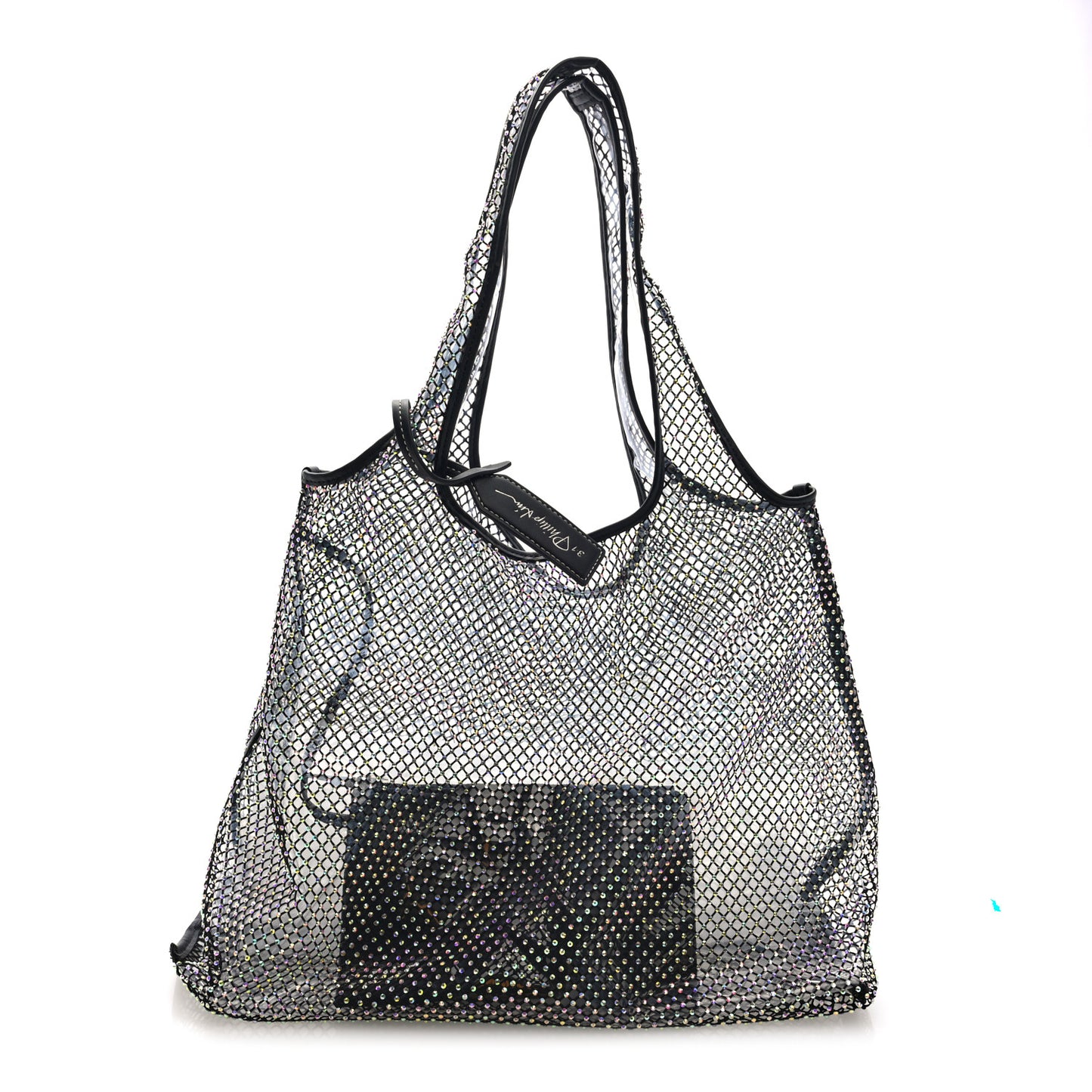 PVC Crystal Mesh Market Tote Black