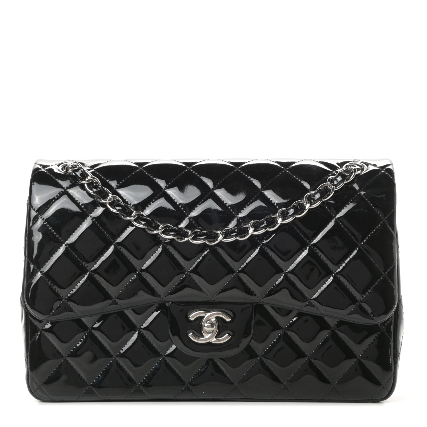 Chanel Patent Quilted Jumbo Double Flap Black 1 of 13