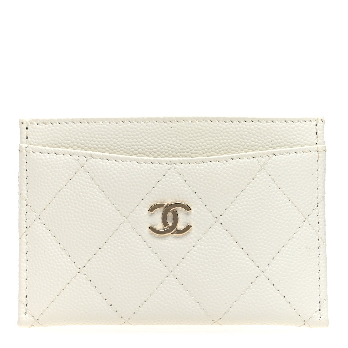 Caviar Quilted Card Holder White