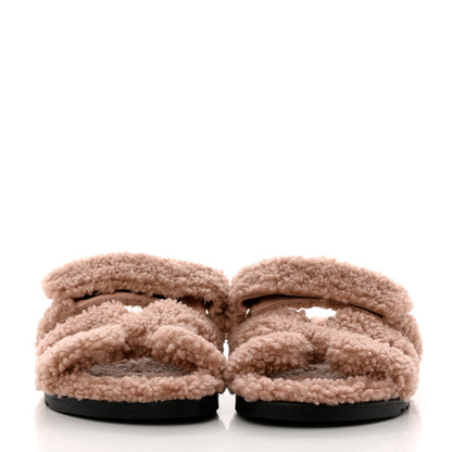 Hermes Woolskin Womens Chypre Sandals 39 Bois De Santal 3 of 8