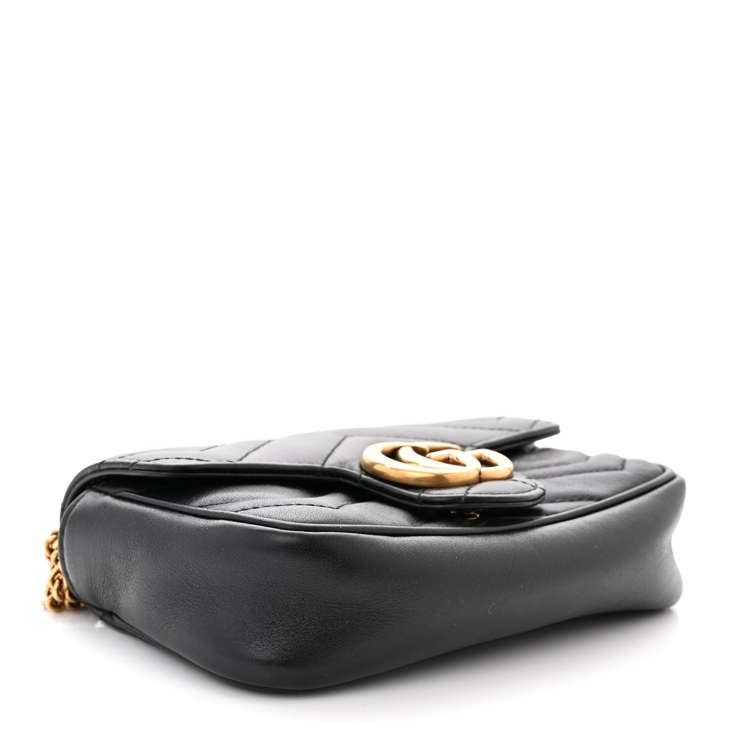 Calfskin Matelasse Super Mini GG Marmont Shoulder Bag Black