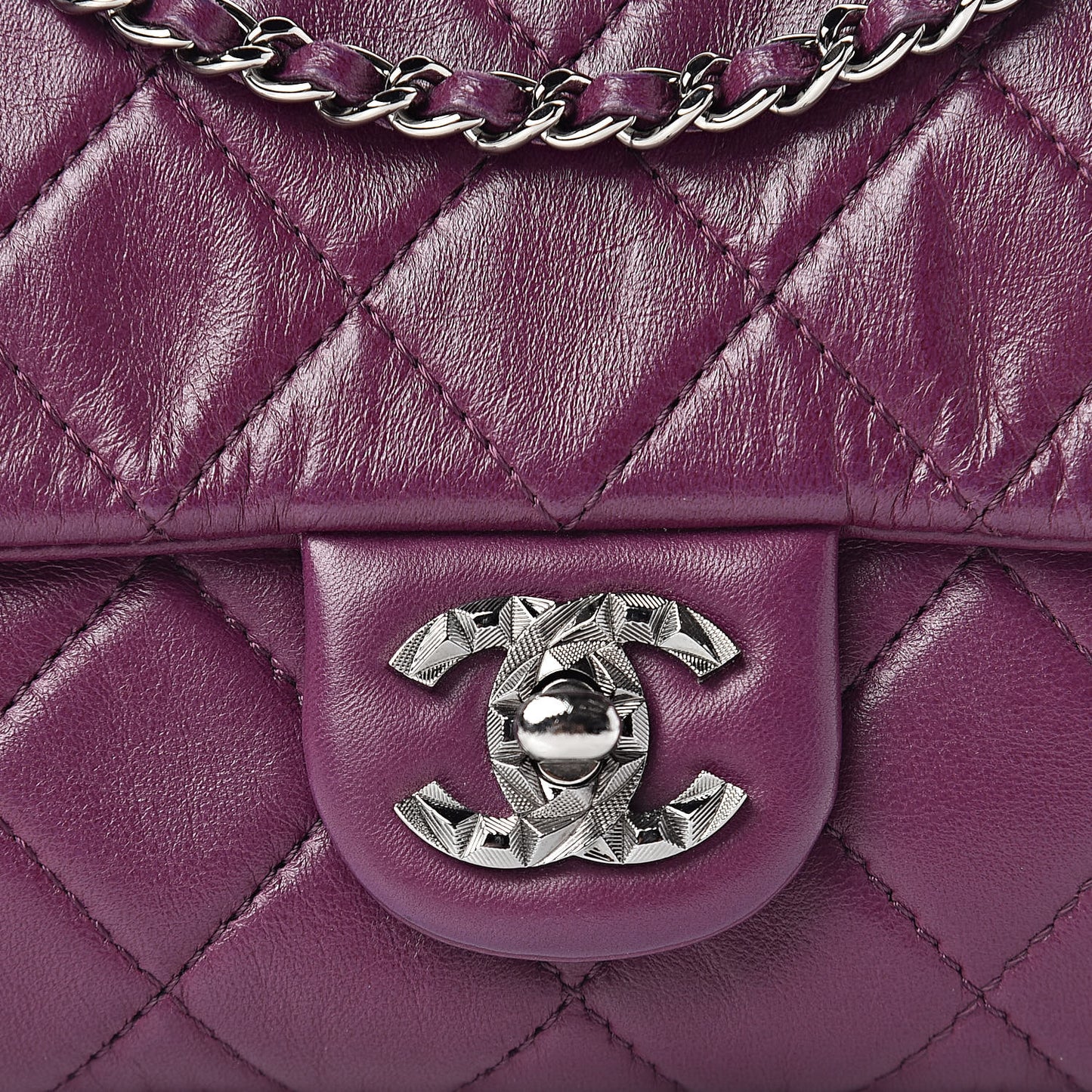 Lambskin Quilted Mini Mineral Nights Flap Crossbody Bag Purple