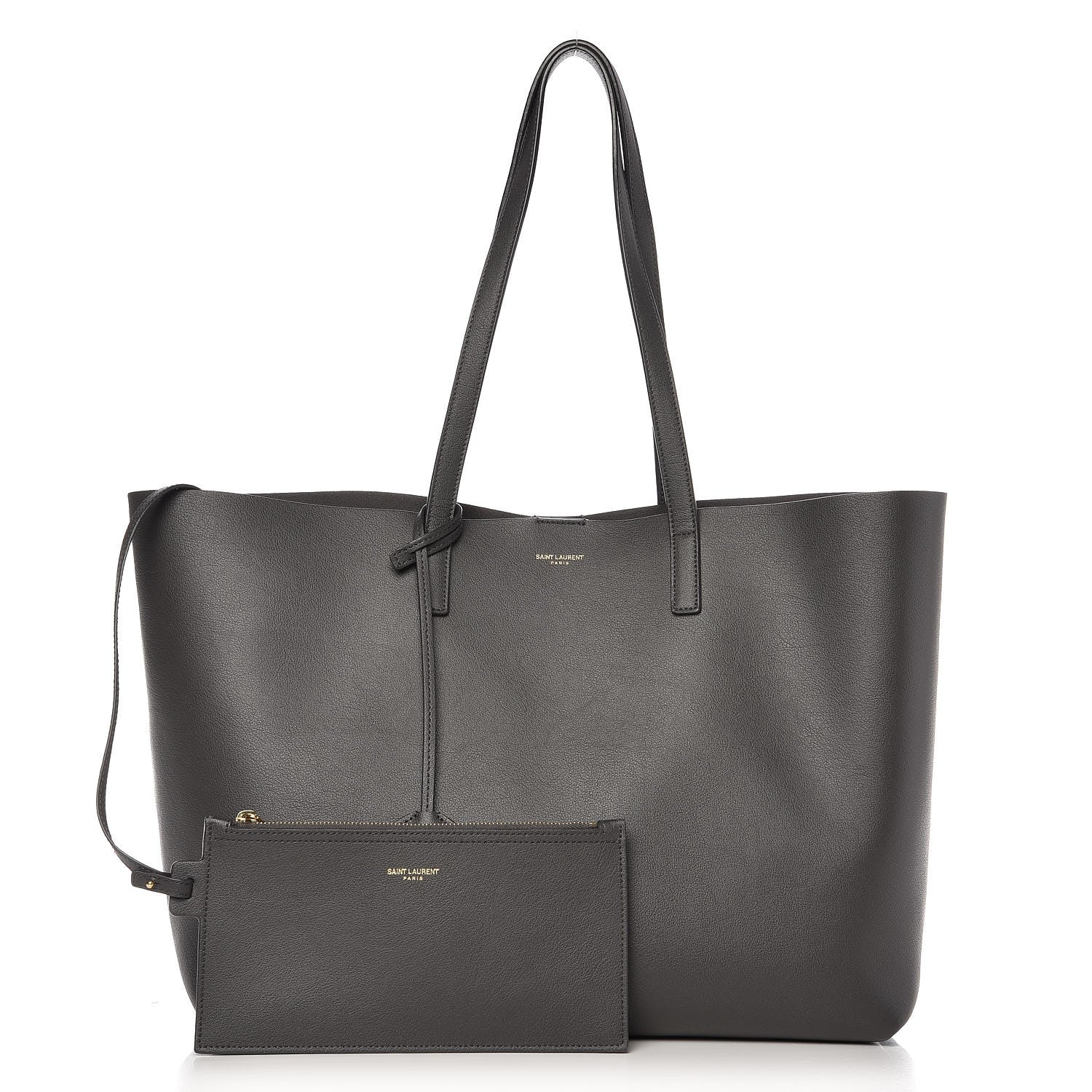 Saint Laurent Calfskin Large Shopping Tote Dark Grey 3 of 8
