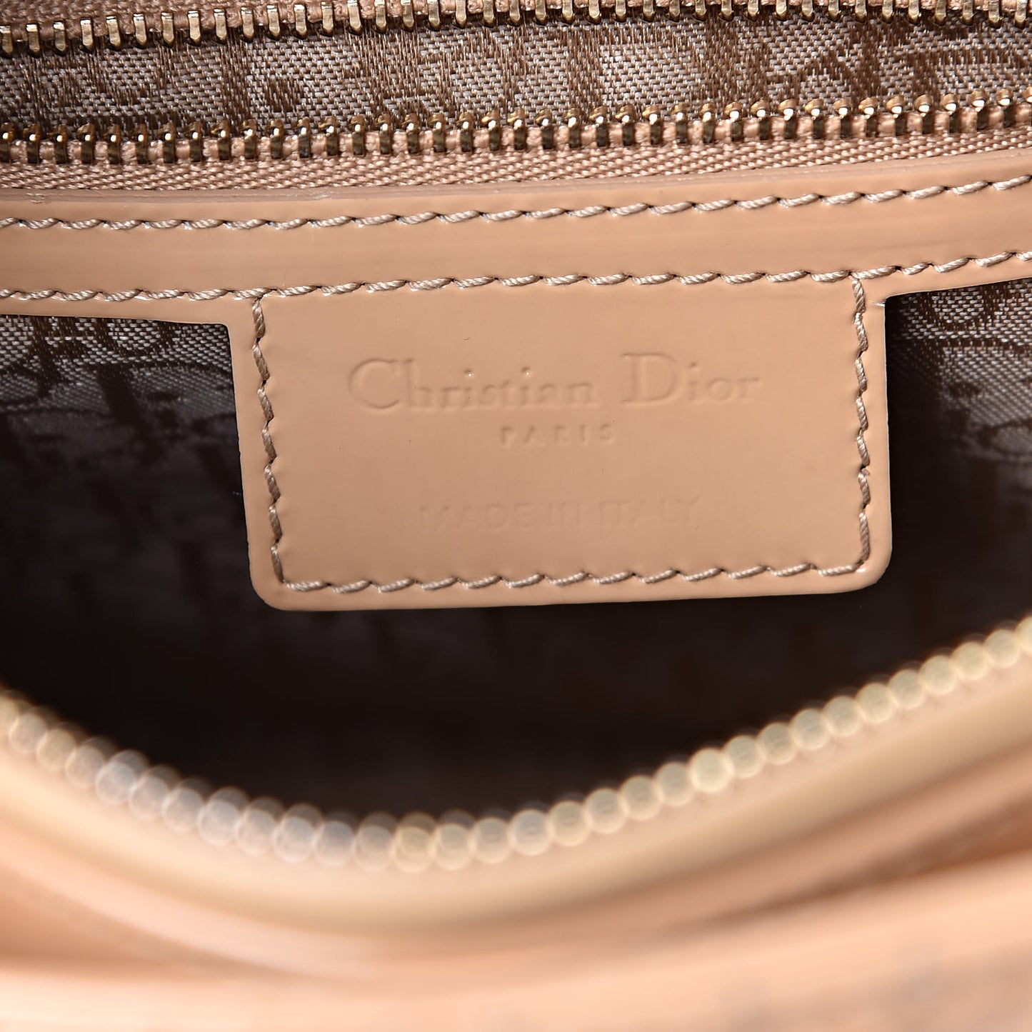 Patent Cannage Medium Lady Dior Beige