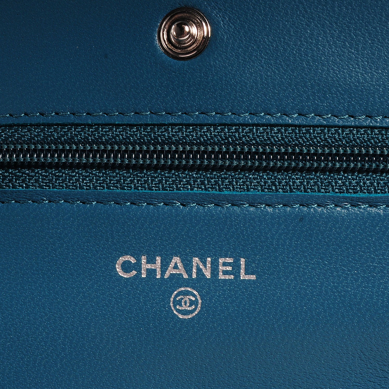 Chanel Lambskin Quilted CC Wallet On Chain Turquoise 6 of 9