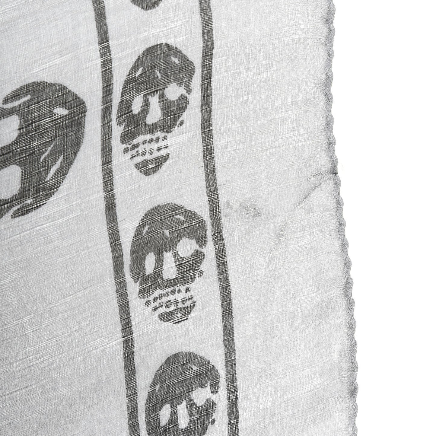 Silk Skull Scarf Ivory Black