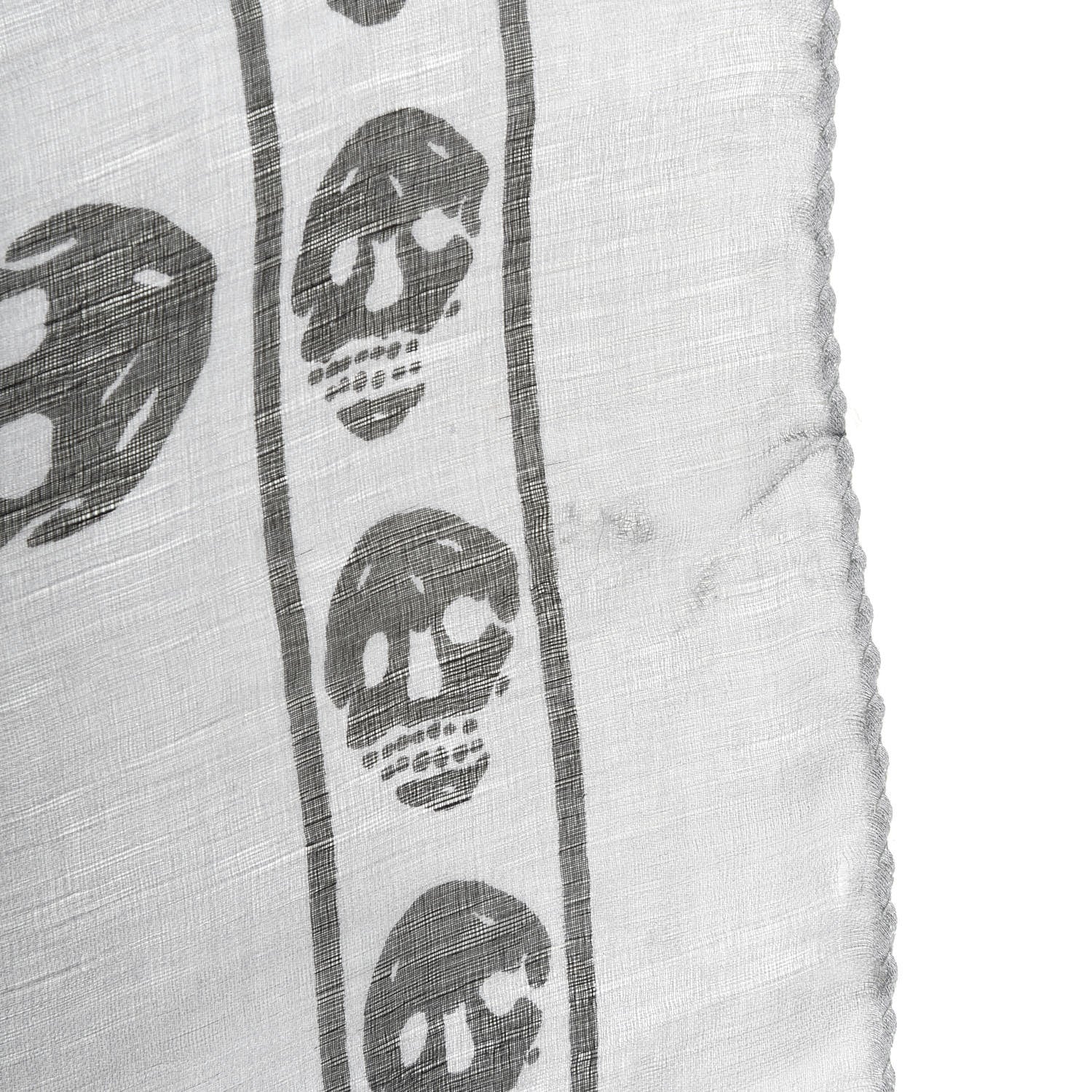 Alexander McQueen Silk Skull Scarf Ivory Black 6 of 6
