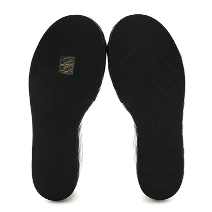 Chanel Lambskin Quilted Camelia CC Wedge Sandal Mules 38.5 Black 6 of 10