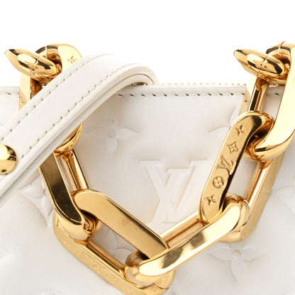 Louis Vuitton Lambskin Embossed Monogram Coussin BB White 9 of 11