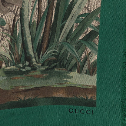 Gucci Modal Silk GG Monogram GG Tian Scarf Green Dark Green 2 of 3