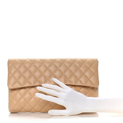 Chanel Caviar Quilted Flap Clutch Beige 2 of 8