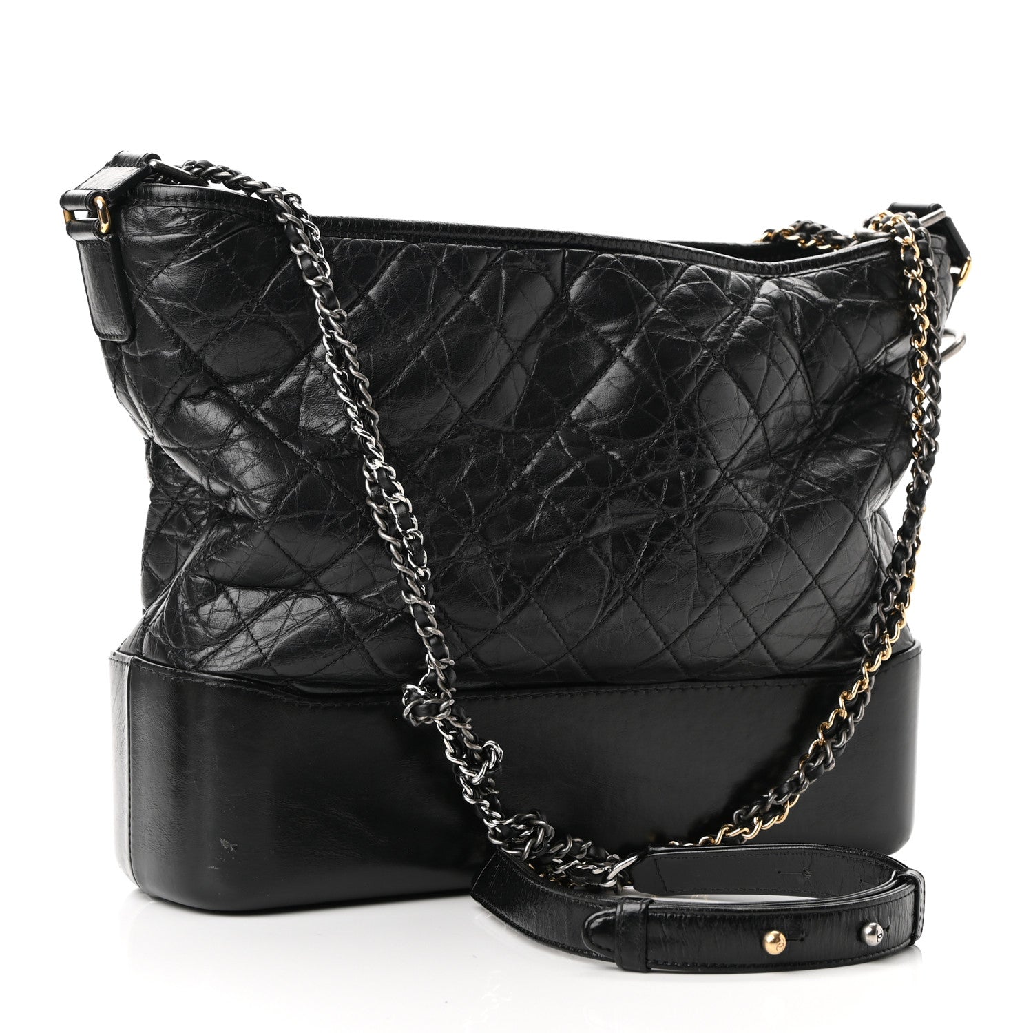 Chanel Aged Calfskin Quilted Large Gabrielle Hobo Black 3 of 10