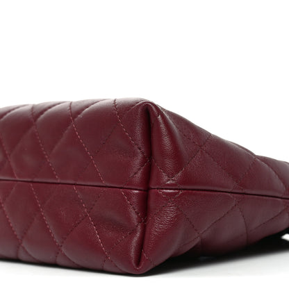 Chanel Pony Hair Printed Quilted Drawstring Clutch With Strap White Black Dark Burgundy 10 of 10