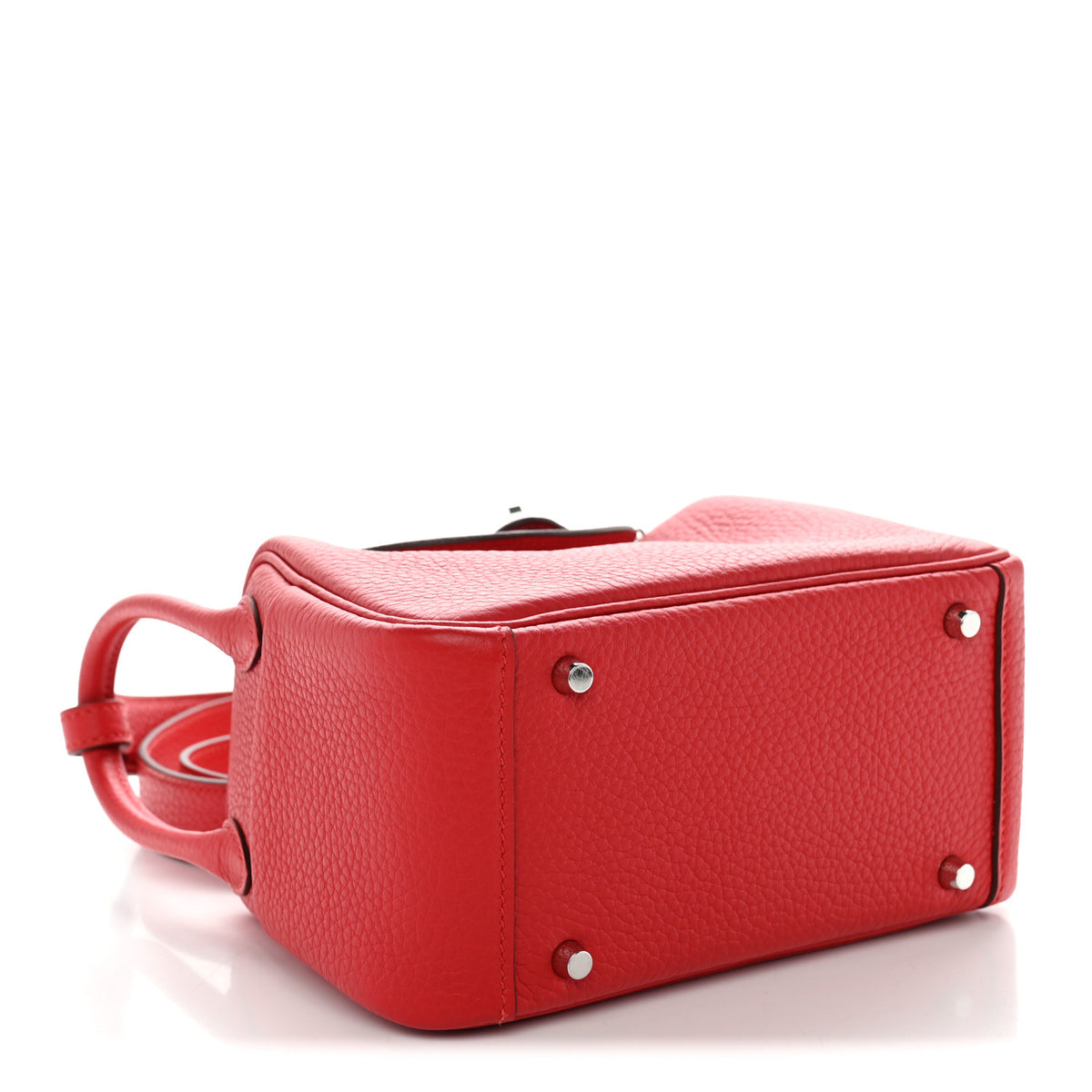 Hermes Taurillon Clemence Mini Lindy 20 Rouge Radieux 4 of 11