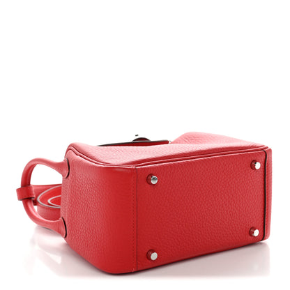 Hermes Taurillon Clemence Mini Lindy 20 Rouge Radieux 4 of 11