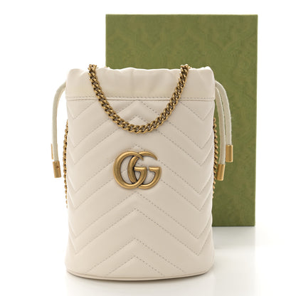 Gucci Calfskin Matelasse Mini GG Marmont 2.0 Bucket Bag White 10 of 10