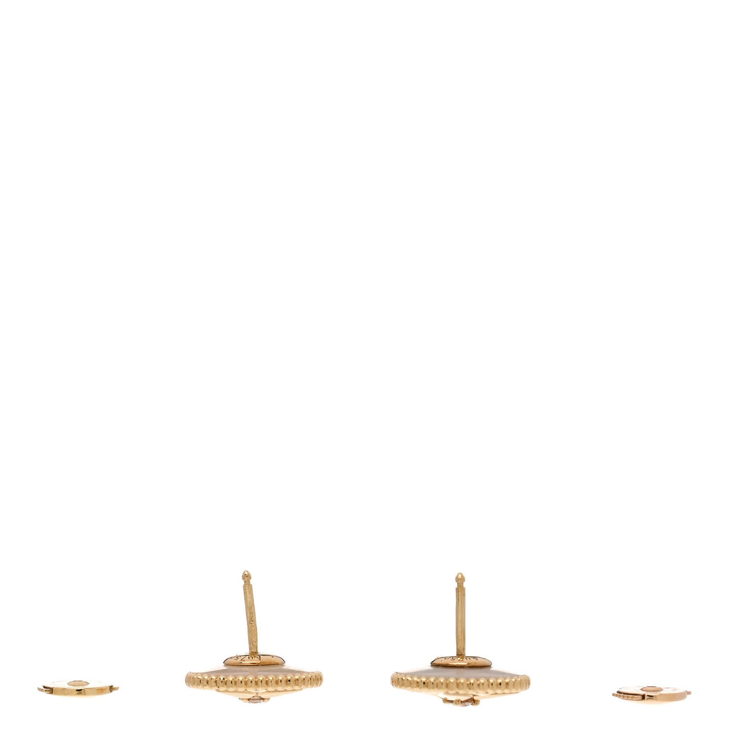 18K Yellow Gold Diamond Mother Of Pearl Large Rose Des Vents Earrings