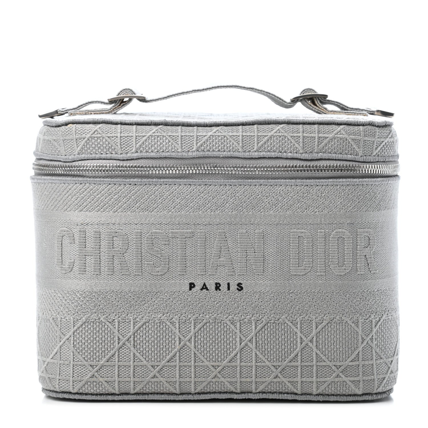 Christian Dior Canvas Embroidered Cannage Diortravel Vanity Case Grey 1 of 4