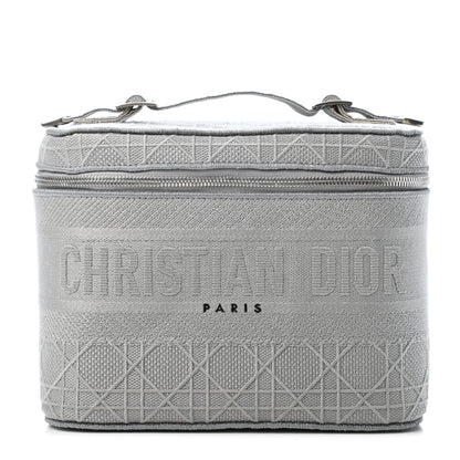 Christian Dior Canvas Embroidered Cannage Diortravel Vanity Case Grey 1 of 4