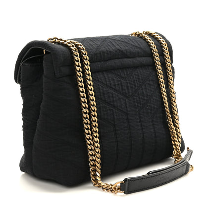 Saint Laurent Fabric Y Quilted Monogram Small Loulou Chain Satchel Black 3 of 10