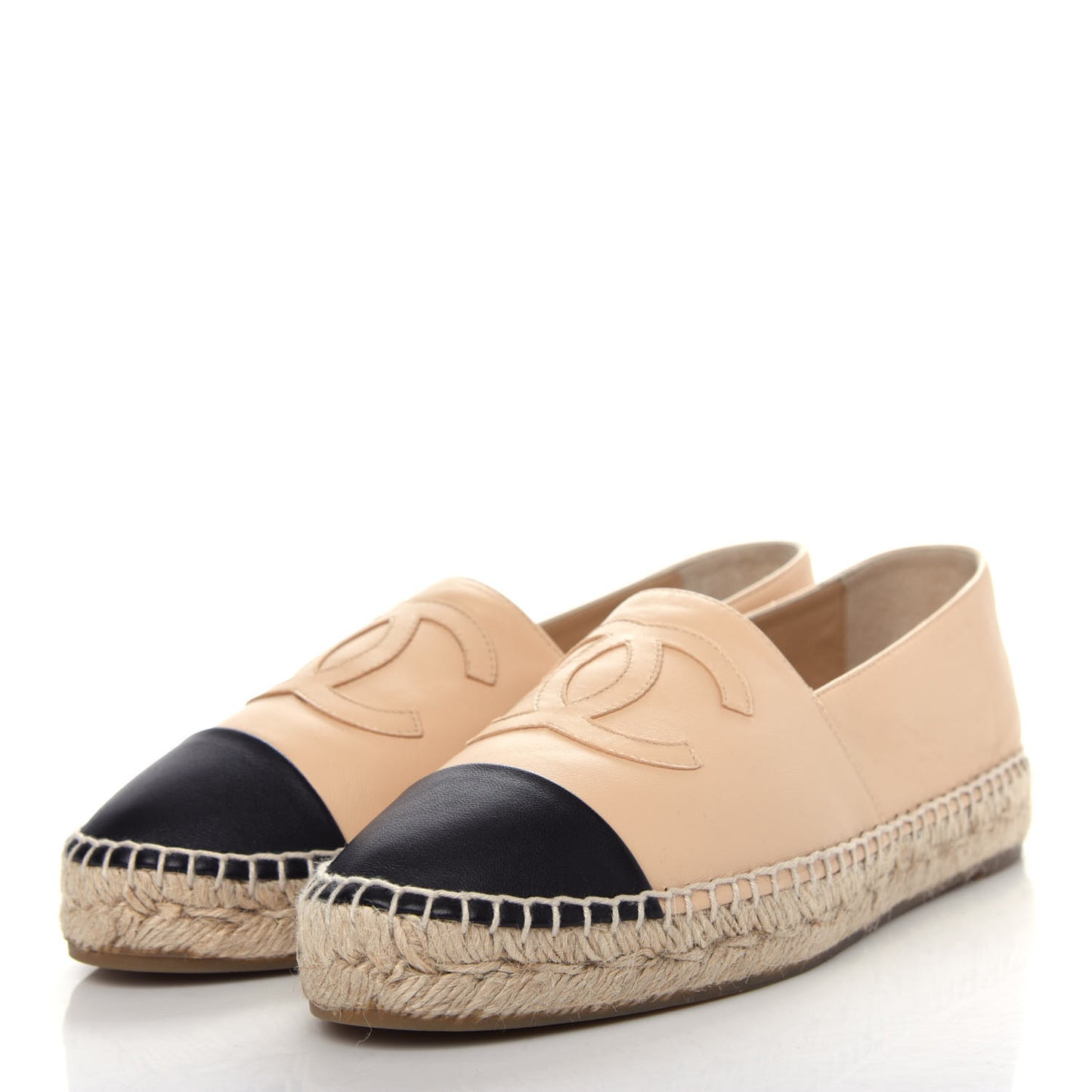 Lambskin CC Espadrilles 38 Beige Black