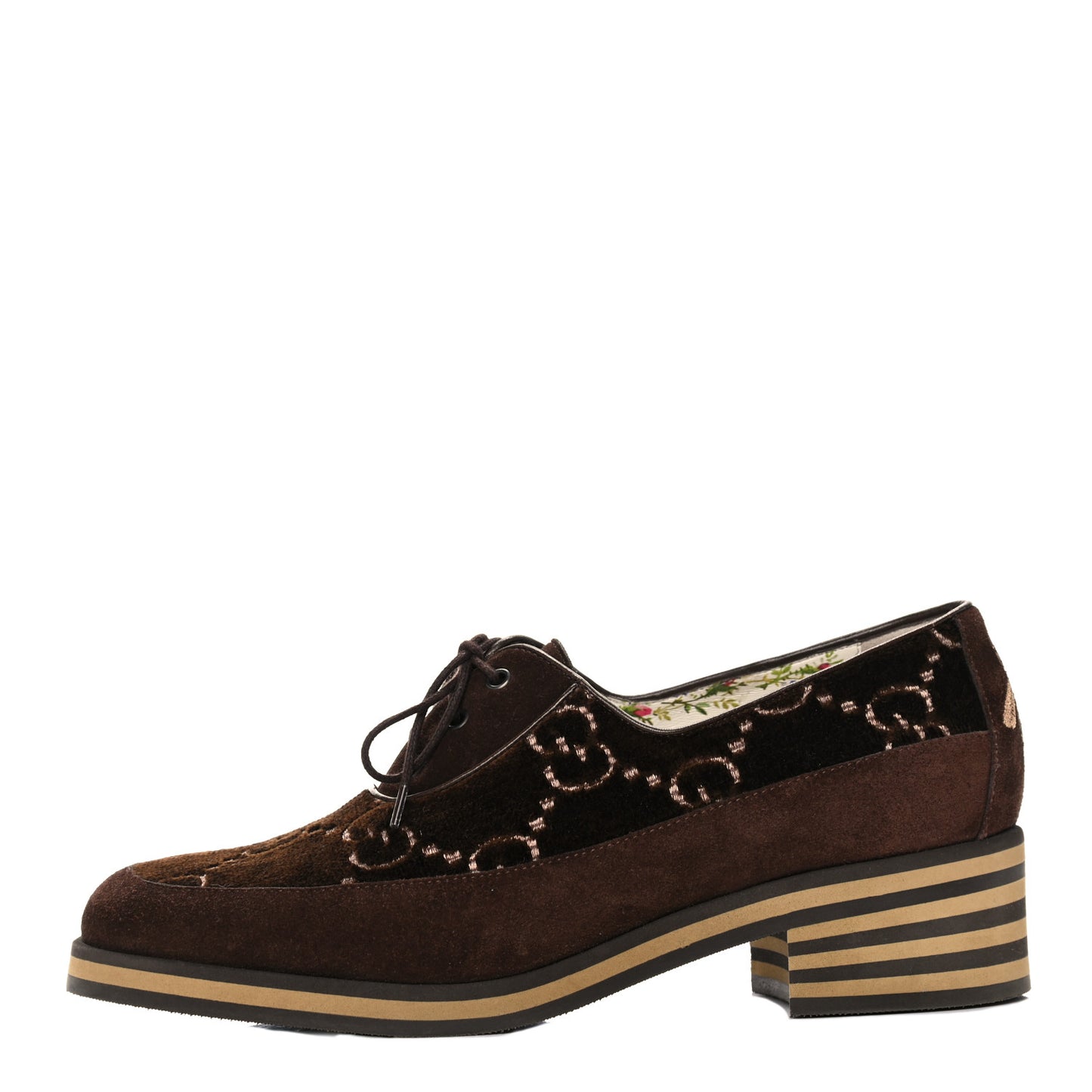 Velvet GG Monogram Thompson Derby Loafers 38 Vintage Cocoa Brown