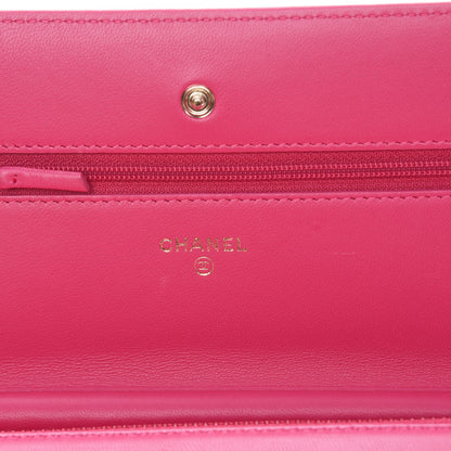 Chanel Lambskin Quilted Wallet On Chain WOC Pink 6 of 10