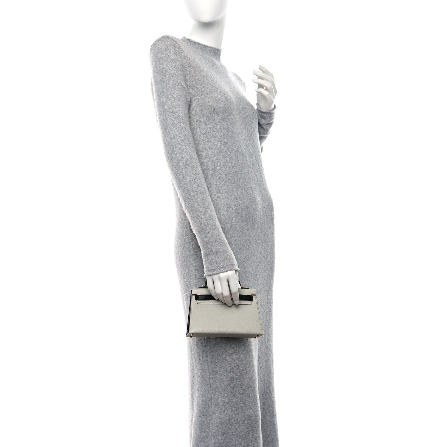 Hermes Chevre Mysore Horseshoe Mini Kelly Sellier 20 Gris Perle Black 2 of 14