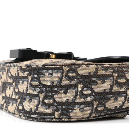 Christian Dior Grained Calfskin Oblique Mini Saddle Messenger Bag With Flap Beige Black 9 of 9