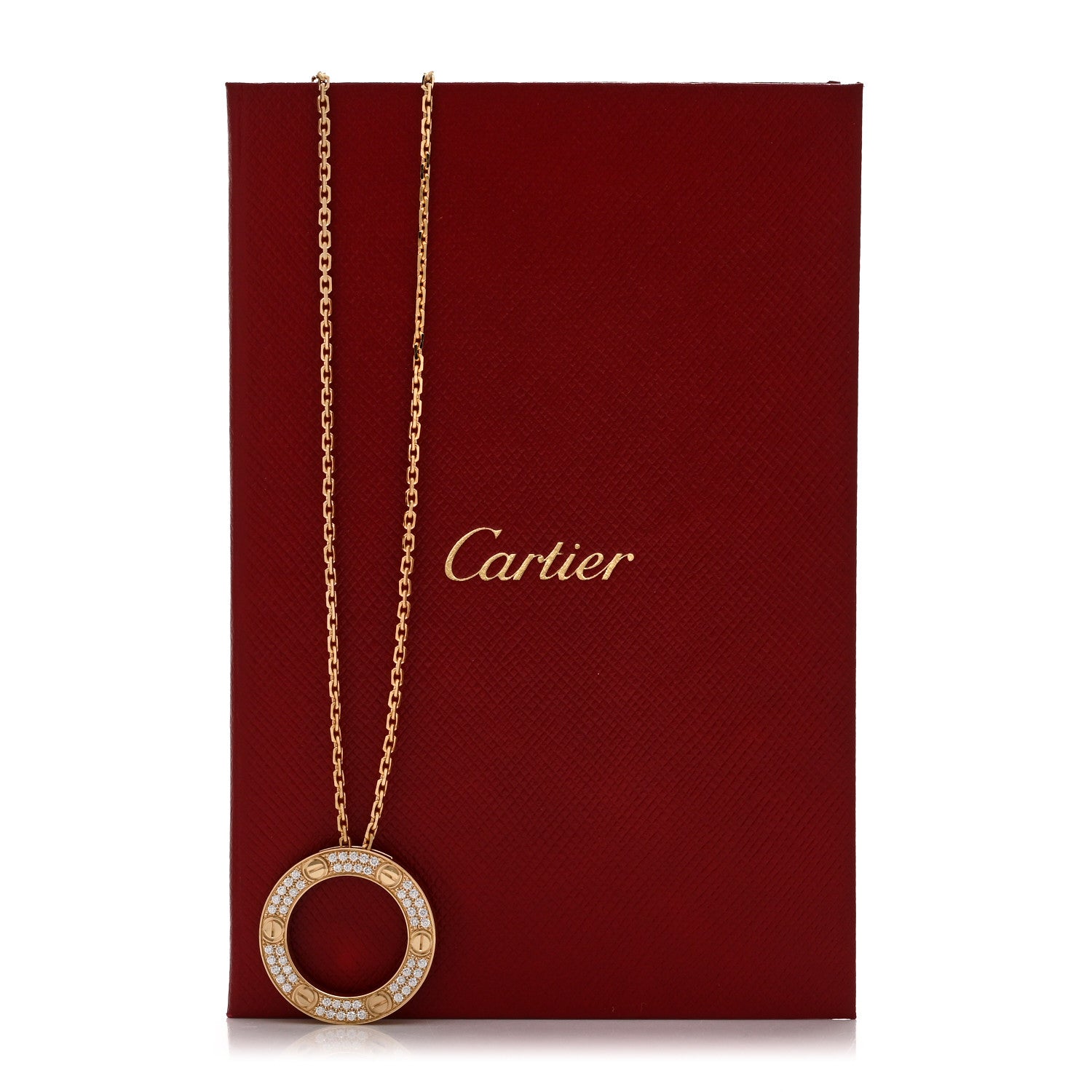 Cartier 18K Yellow Gold Diamond LOVE Paved Necklace 6 of 6
