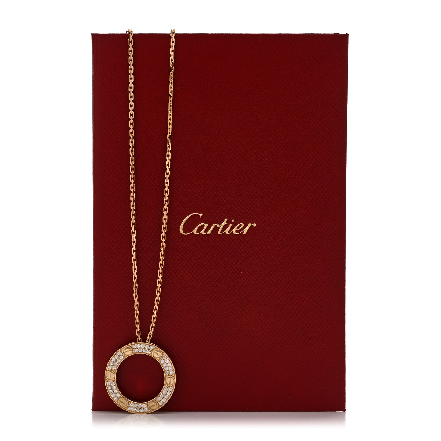 18K Yellow Gold Diamond LOVE Paved Necklace