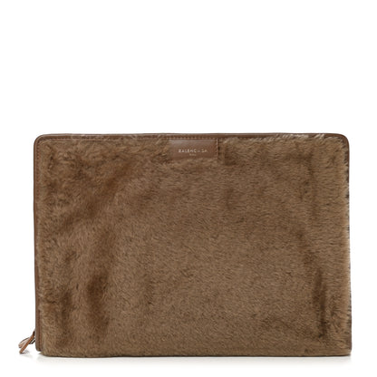 Balenciaga Shearling Bazar Pouch Beige 1 of 7