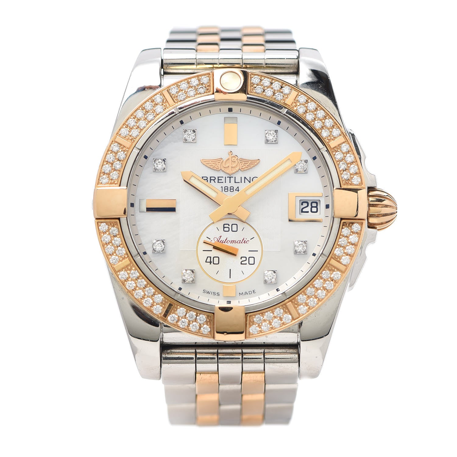 Breitling Stainless Steel 18K Rose Gold Diamond Mother of Pearl 36mm Galactic Automatic Watch C37330 1 of 6