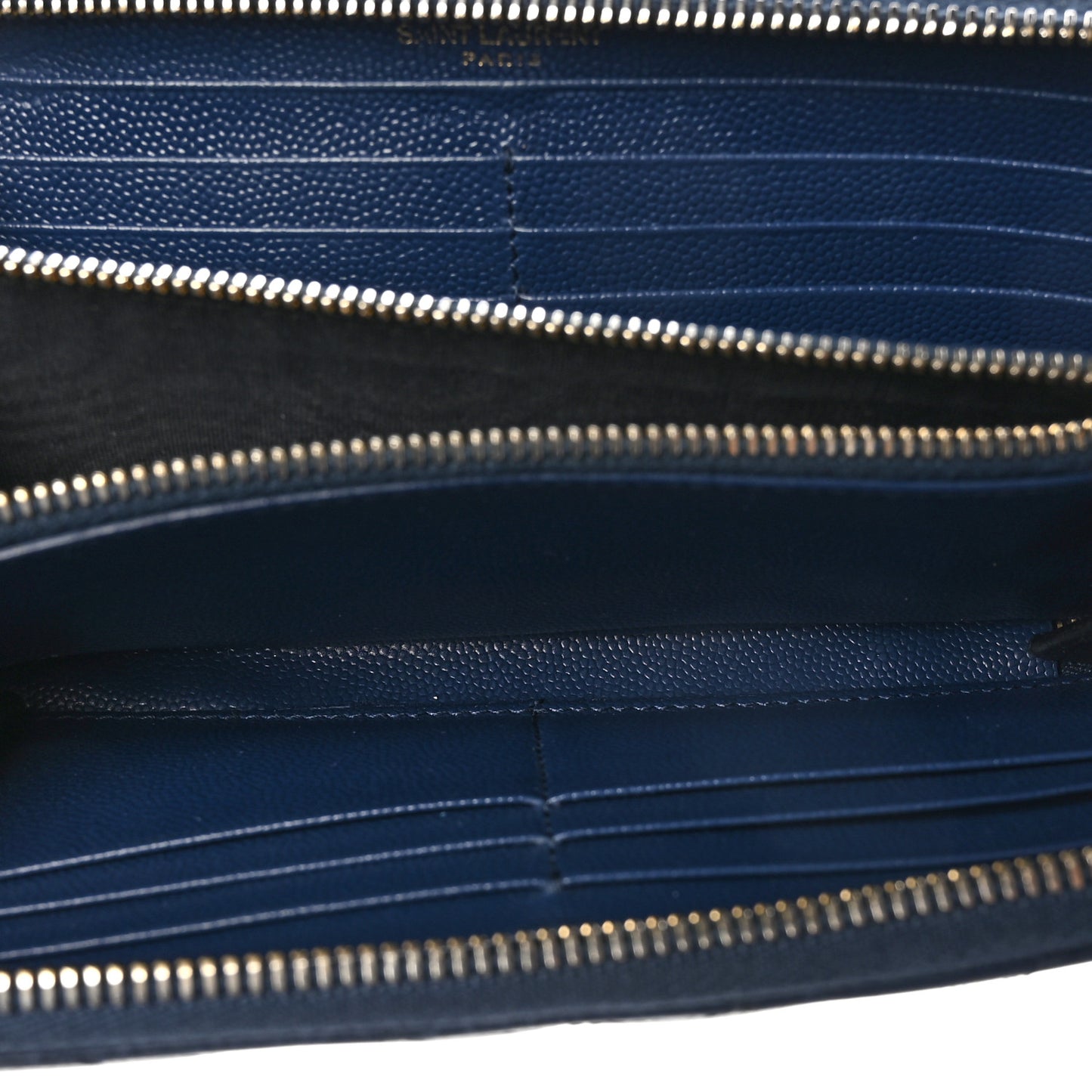 Grain De Poudre Matelasse Chevron Monogram Zip Around Wallet Deep Marine