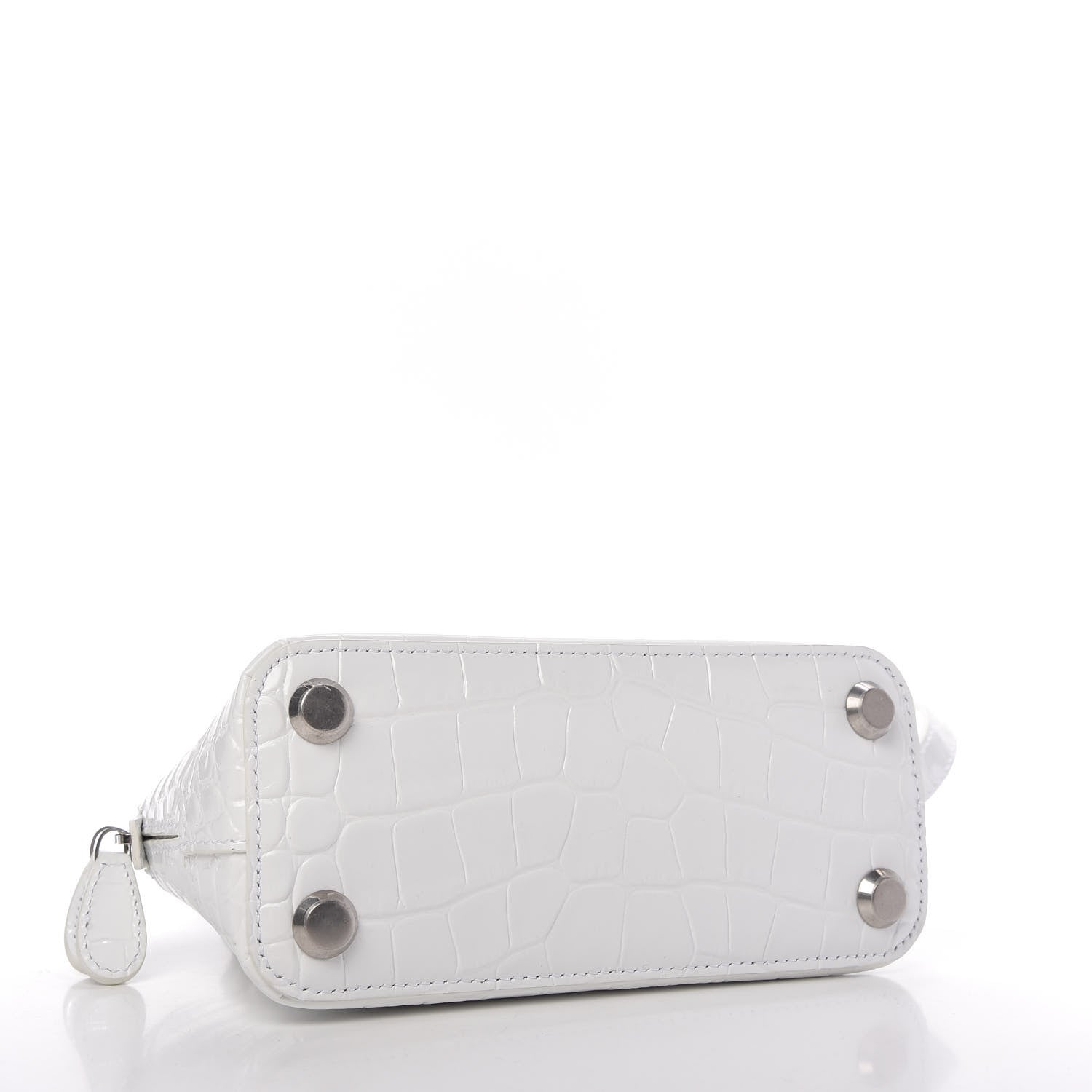 Balenciaga Calfskin Crocodile Embossed XXS Ville Top Handle Bag White Black 4 of 11