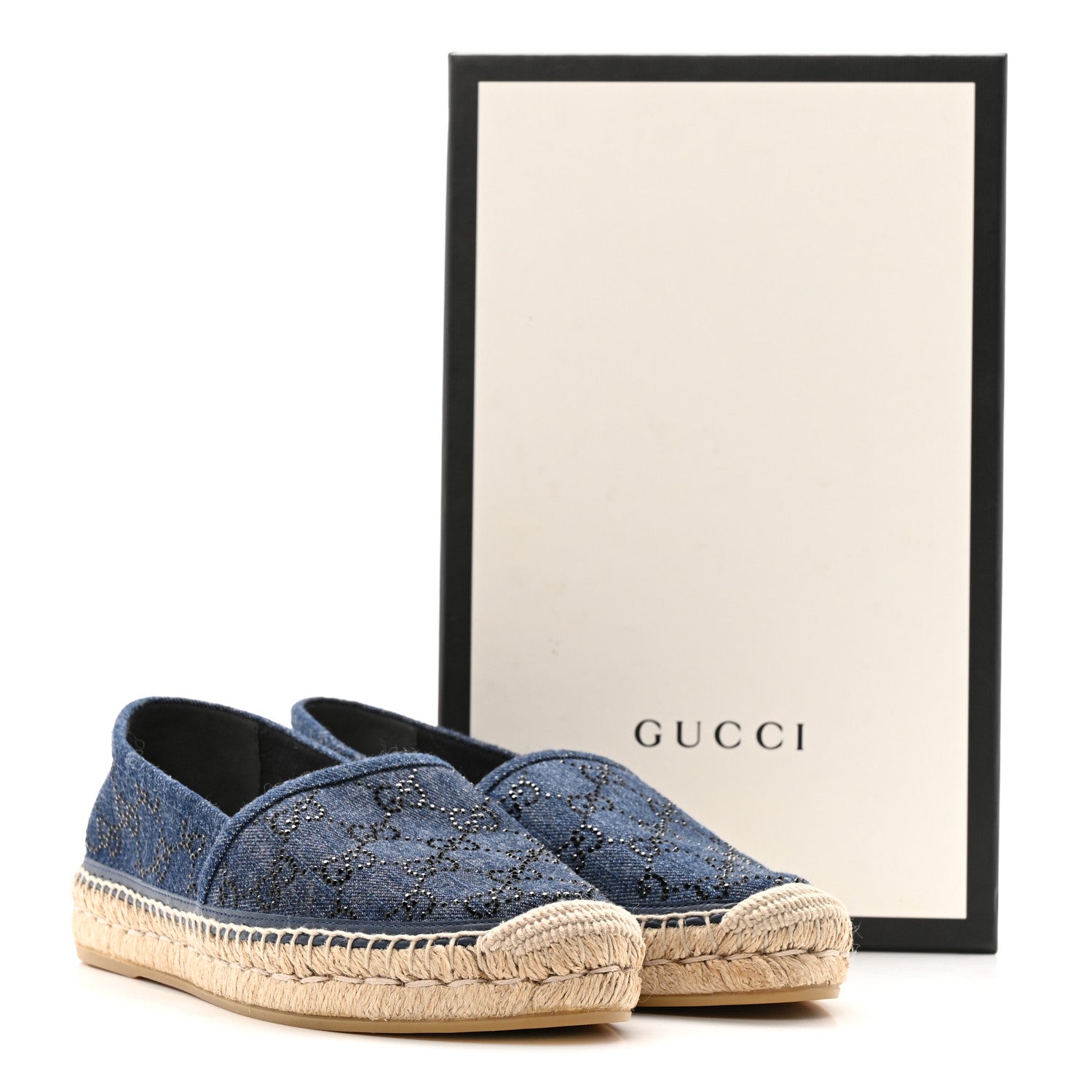Gucci Denim Crystal GG Monogram Espadrilles 39 Blue 12 of 12