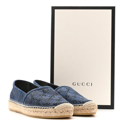Gucci Denim Crystal GG Monogram Espadrilles 39 Blue 12 of 12