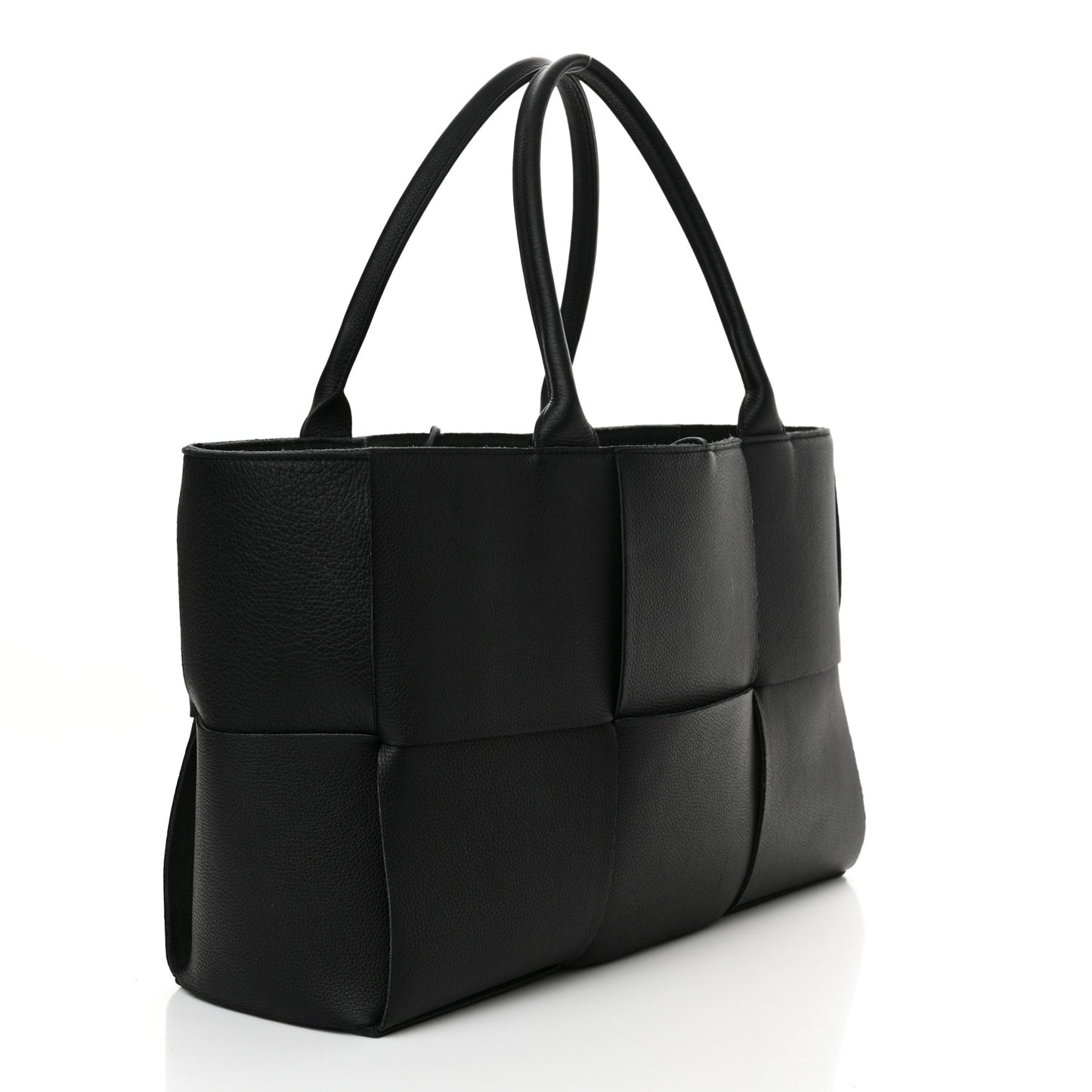 Grained Calfskin Maxi Intrecciato Arco Tote Black
