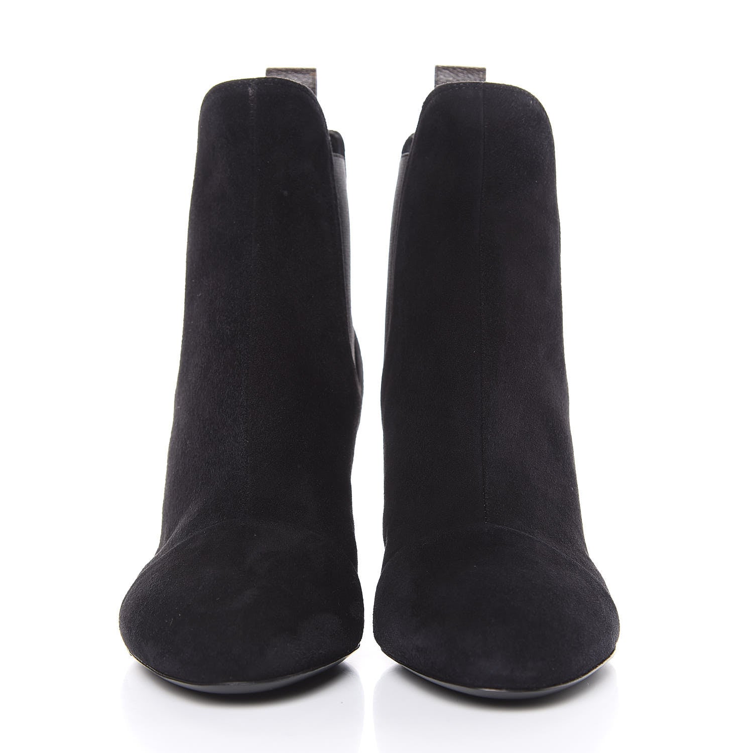 Louis Vuitton Suede Monogram Uniformes Cap Toe Chelsea 75mm Ankle Boots 36.5 Black 2 of 8
