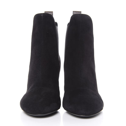 Louis Vuitton Suede Monogram Uniformes Cap Toe Chelsea 75mm Ankle Boots 36.5 Black 2 of 8