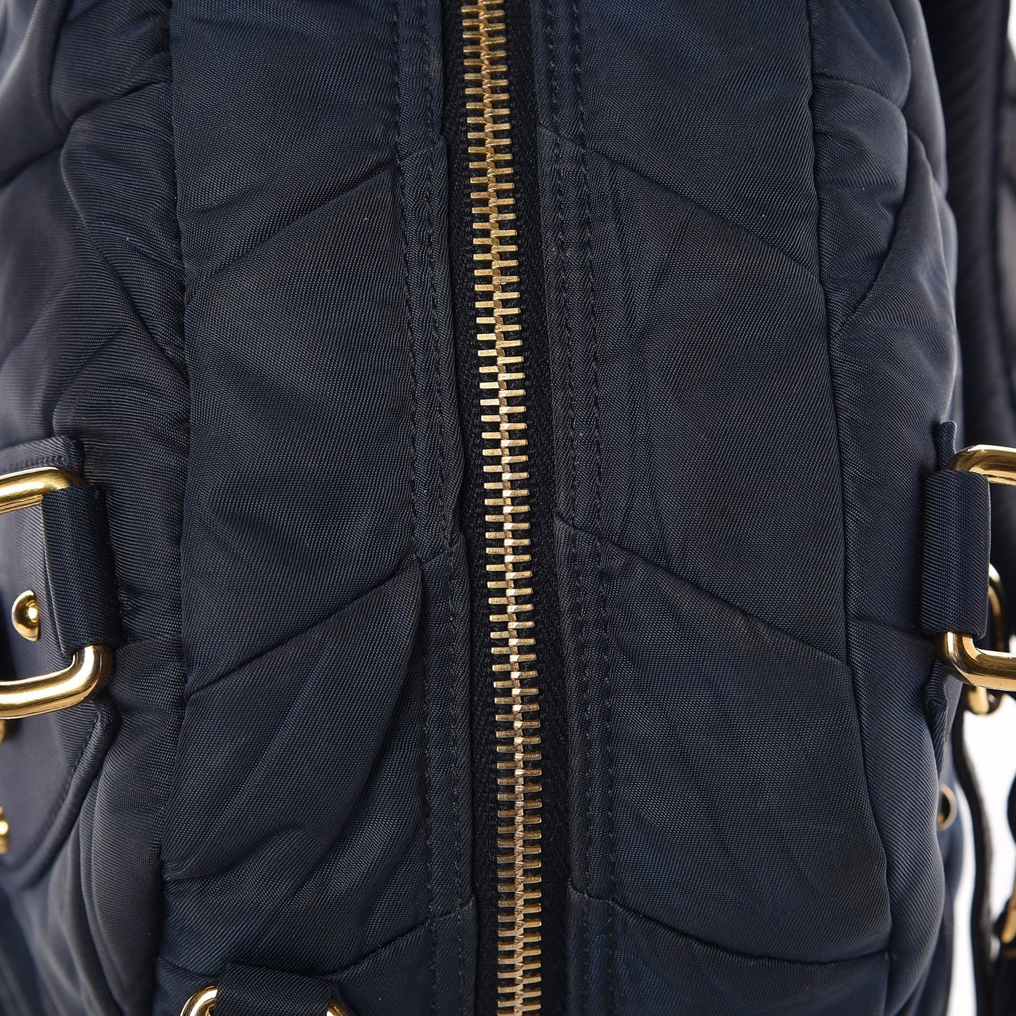Tessuto Nylon Chevron Quilted Dome Satchel Blue