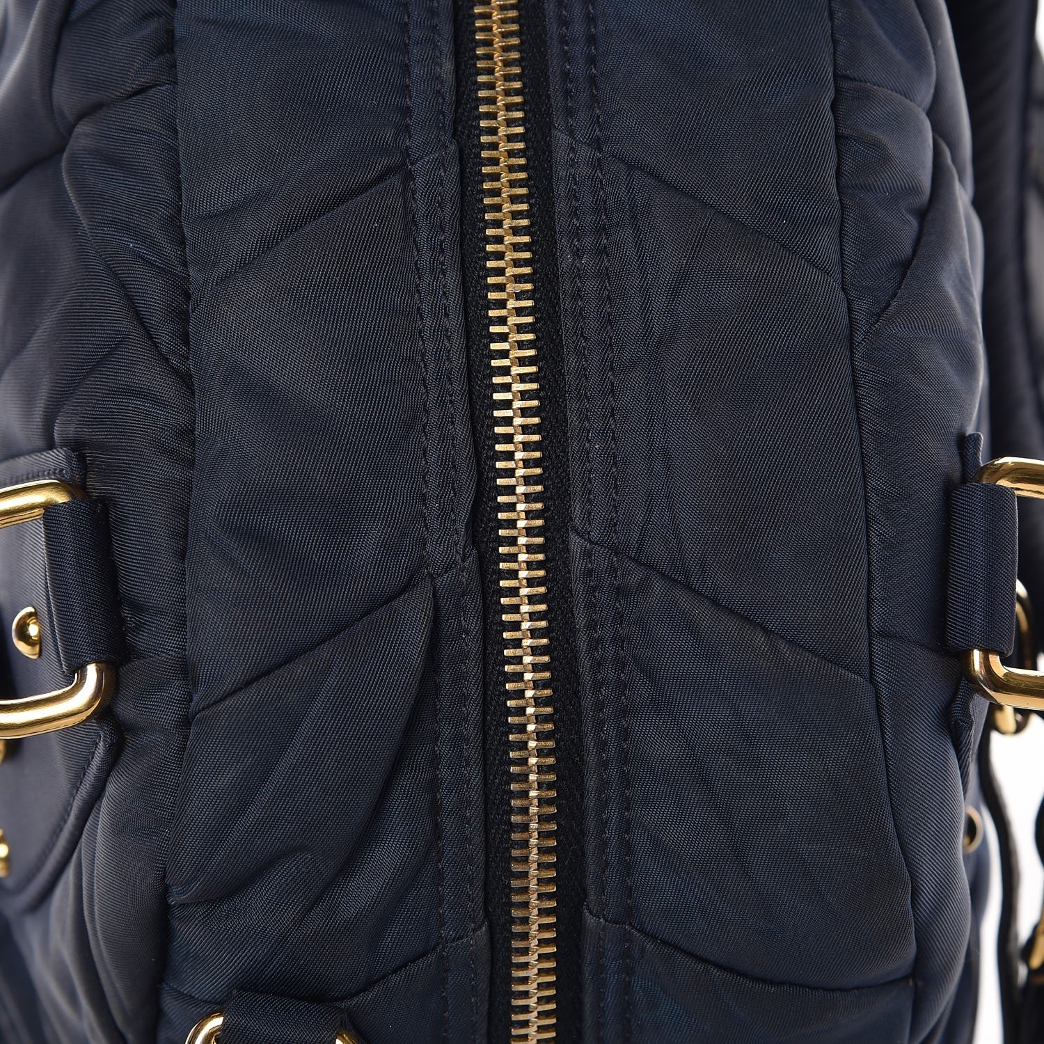 Prada Tessuto Nylon Chevron Quilted Dome Satchel Blue 10 of 10