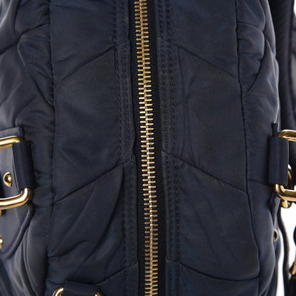 Prada Tessuto Nylon Chevron Quilted Dome Satchel Blue 10 of 10